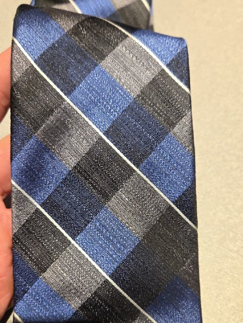 Pronto Uomo Blue and Black Plaid Silk Tie